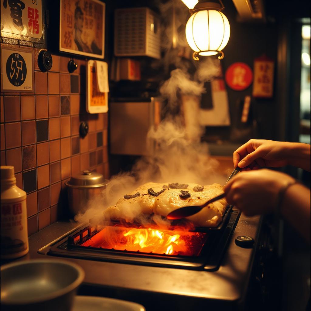 Okonomiyaki in Osaka, Japan