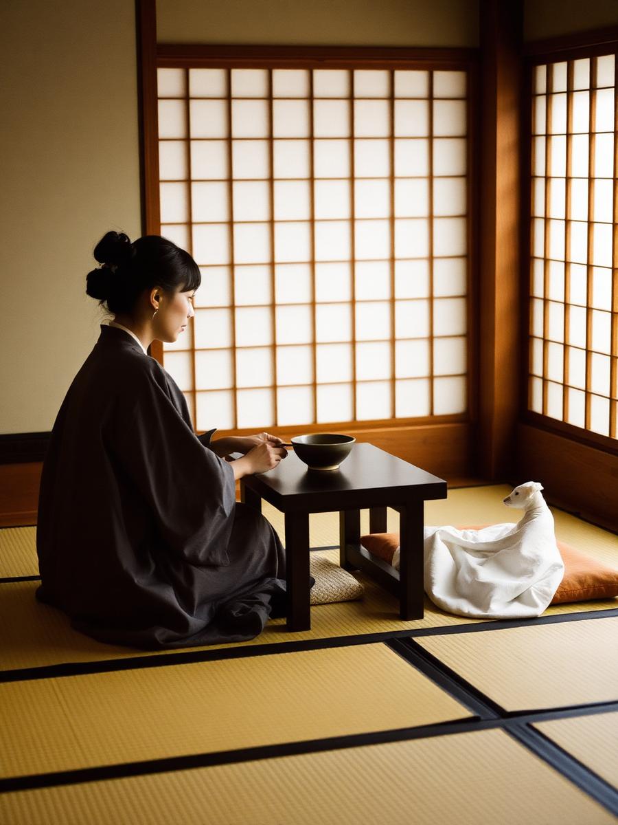A Kyoto tea master's table, set for two