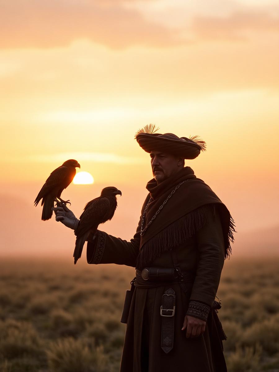 Dawn with the nomad falconers of the Mongolian steppe